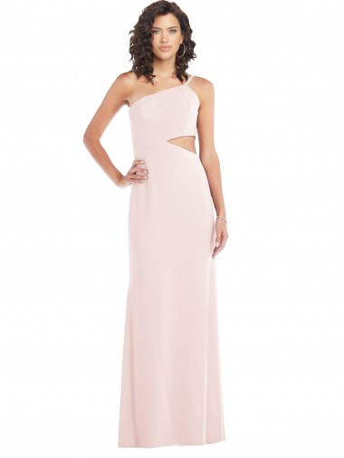 Stretch Crepe Long One Shoulder Pink Trumpet Formal Evening Gown / Prom Dress / Bridesmaid Dress Stockport