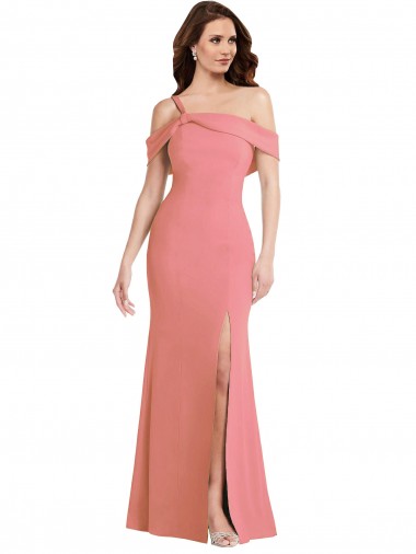 Stretch Crepe Low Back Long One Shoulder Trumpet Semi Formal Evening Dress / Prom Dress / Bridesmaid Dress Stockport
