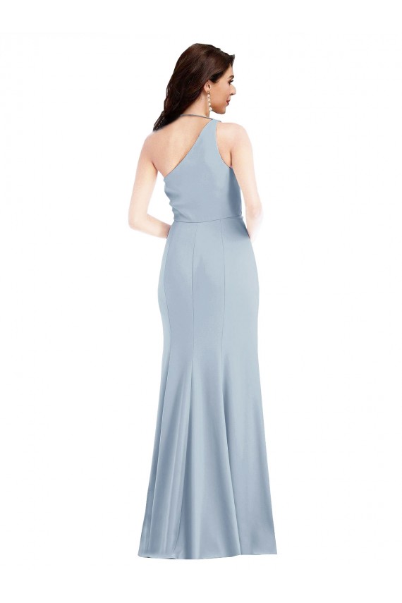 Stretch Crepe Long One Shoulder Trumpet Formal Dress / Bridesmaid Dress Stockport