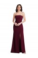 Stretch Crepe Long Strapless Burgundy Gold Trumpet Semi Formal Evening Dress / Prom Dress / Bridesmaid Dress Stockport