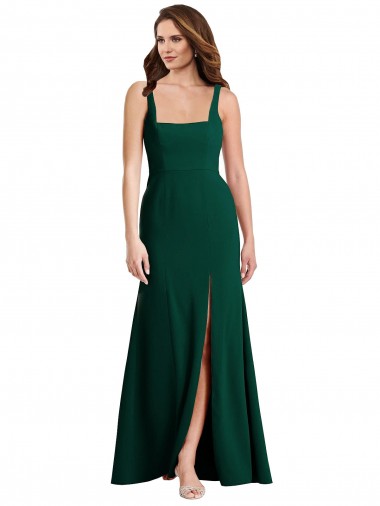 Stretch Crepe Long Square Neck Trumpet Semi Formal Evening Dress / Prom Dress / Bridesmaid Dress Stockport