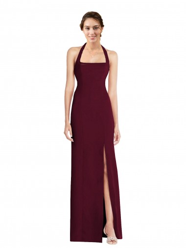Stretch Crepe Open Back Long Halter Neck Trumpet Semi Formal Evening Dress / Prom Dress / Bridesmaid Dress Stockport