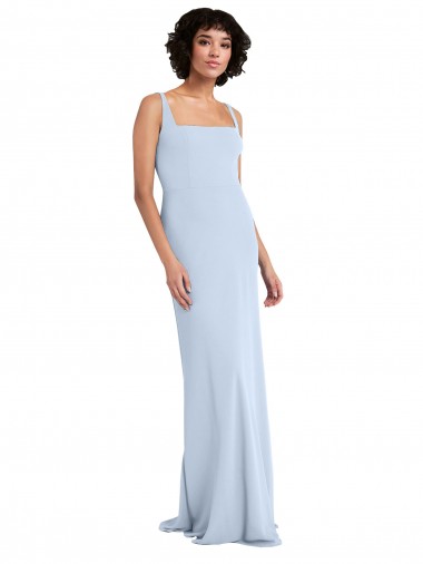 Stretch Crepe Long Square Neck Sheath Prom Dress / Bridesmaid Dress Stockport