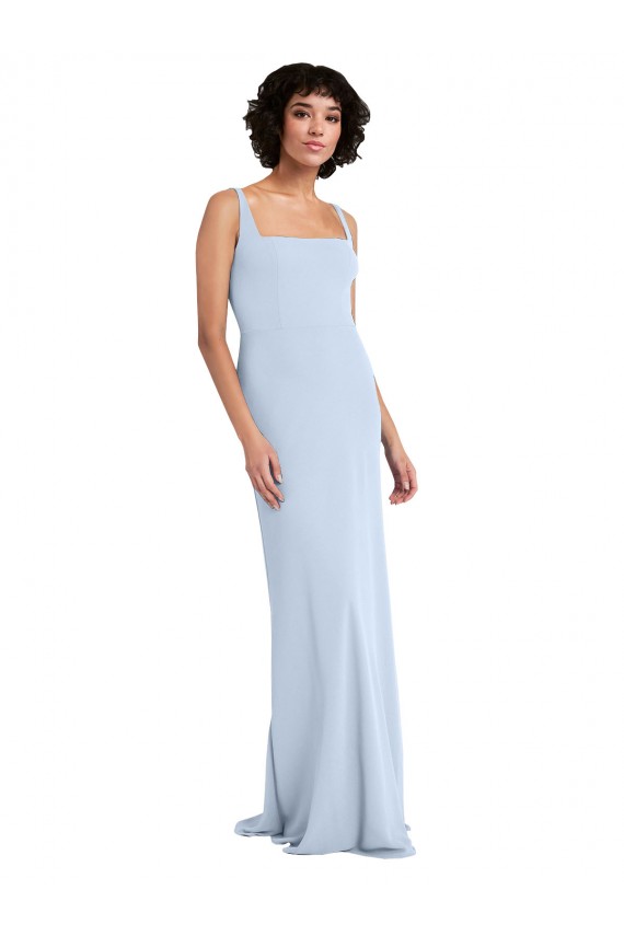 Stretch Crepe Long Square Neck Sheath Prom Dress / Bridesmaid Dress Stockport