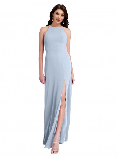 Stretch Crepe Criss Cross Open Back Long Halter Neck Sheath Formal Evening Gown / Prom Dress / Bridesmaid Dress Stockport