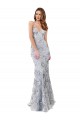 Stretch Crepe & Sequin Tulle Backless Long V-Neck Silver Mermaid Formal Evening Gown / Prom Dress / Bridesmaid Dress Stockport