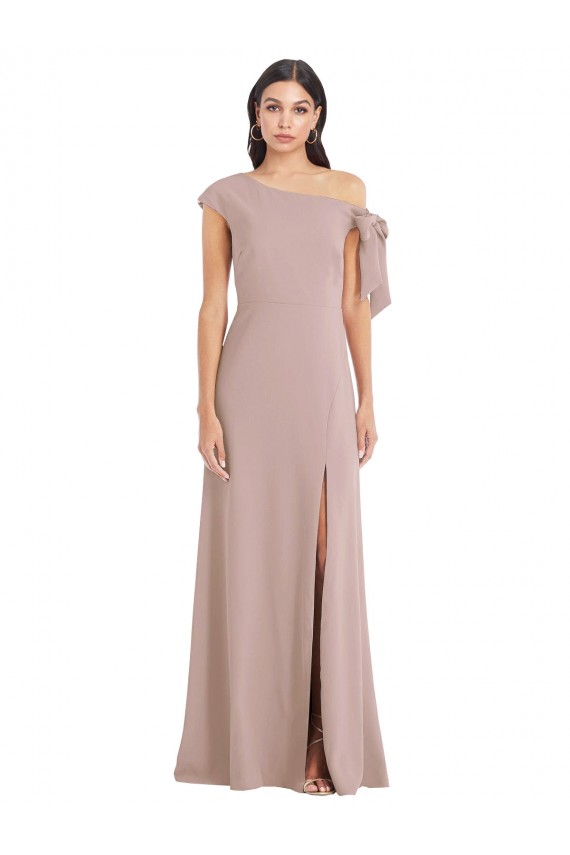 Stretch Crepe Long Off the Shoulder Dusty Pink A-Line Formal Evening Gown / Prom Dress / Bridesmaid Dress Stockport