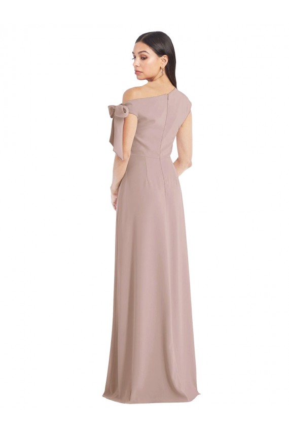 Stretch Crepe Long Off the Shoulder Dusty Pink A-Line Formal Evening Gown / Prom Dress / Bridesmaid Dress Stockport