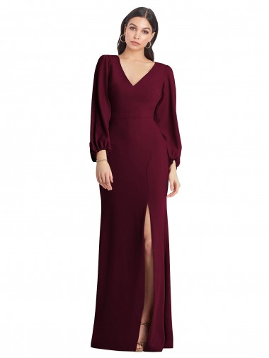Stretch Crepe Long V-Neck Trumpet Semi Formal Evening Dress / Prom Dress / Bridesmaid Dress Stockport