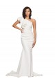 Stretch Crepe Sleeveless One Shoulder Ivory Sheath Semi Formal Evening Dress / Prom Dress / Bridesmaid Dress Stockport