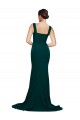 Stretch Crepe Sweep Train Square Neck Midnight Green Sheath Semi Formal Evening Dress / Prom Dress / Bridesmaid Dress Stockport