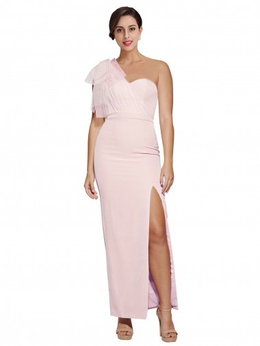 Stretch Crepe Low Back Long One Shoulder Sheath Formal Evening Gown / Prom Dress / Bridesmaid Dress Stockport