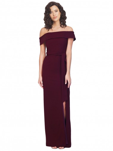 Stretch Crepe Low Back Long Off the Shoulder Sheath Formal Evening Gown / Prom Dress / Bridesmaid Dress Stockport