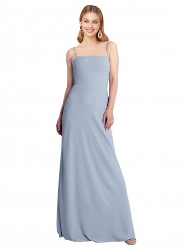 Stretch Crepe Criss Cross Open Back Long Square Neck A-Line Prom Dress / Bridesmaid Dress Stockport