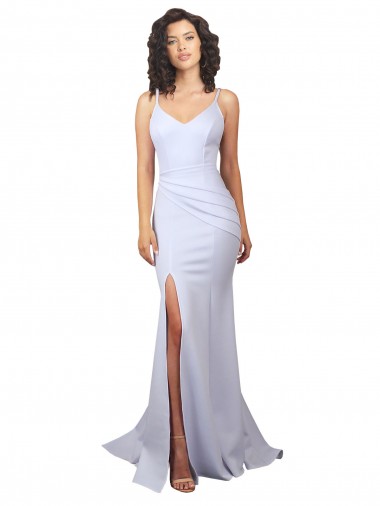Stretch Crepe Low Back Long Spaghetti Straps Mermaid Beach Wedding Dress Stockport