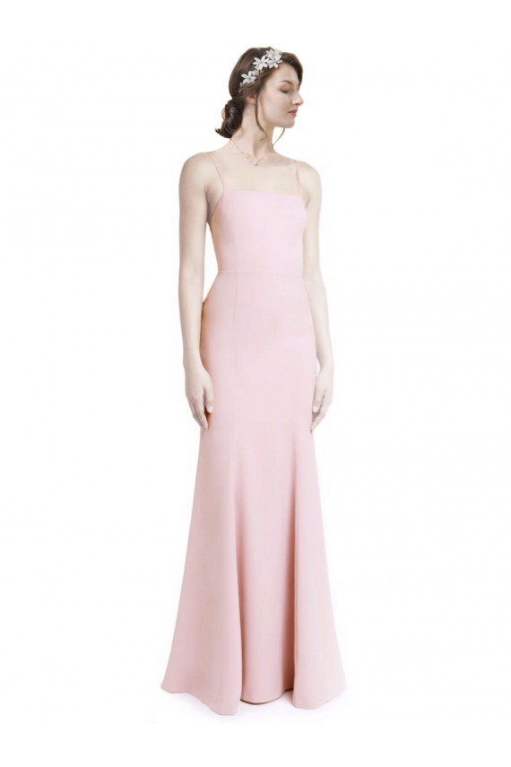 Stretch Crepe Criss Cross Open Back Long Spaghetti Straps Mermaid, Sheath Prom Dress / Bridesmaid Dress Stockport