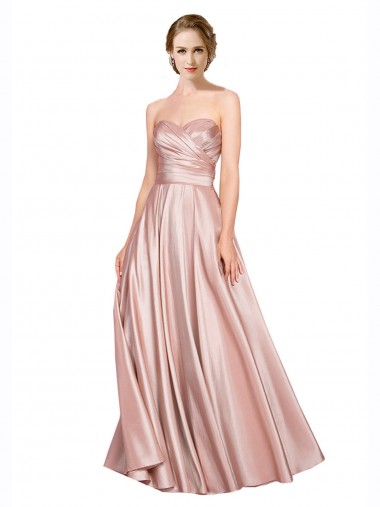 Stretch Satin Low Back Long Sweetheart A-Line Black Tie Evening Gown / Prom Dress / Bridesmaid Dress Stockport