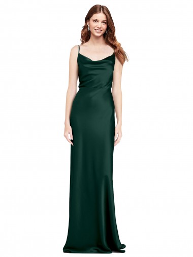 Stretch Satin V-Back Long Cowl Neck Sheath Black Tie Evening Gown / Prom Dress / Bridesmaid Dress Stockport