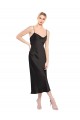 Stretch Satin Low Back Midi Length Spaghetti Straps A-Line Formal Evening Gown / Prom Dress / Bridesmaid Dress Stockport