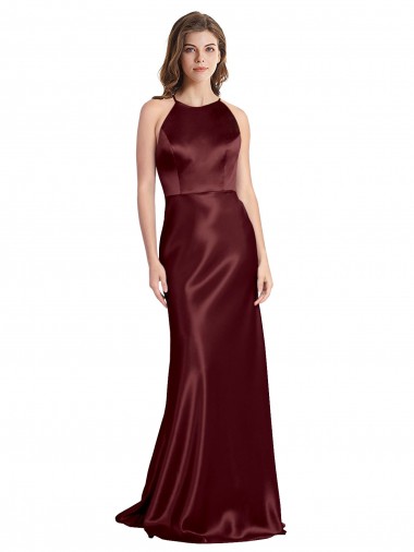 Stretch Satin Long Spaghetti Straps A-Line Formal Evening Gown / Prom Dress / Bridesmaid Dress Stockport