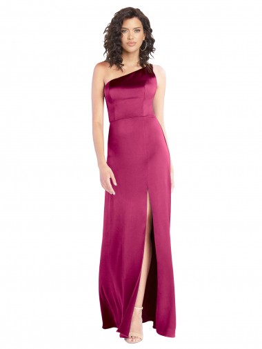 Stretch Satin Open Back Long One Shoulder A-Line Formal Evening Gown / Prom Dress / Bridesmaid Dress Stockport