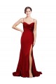 Stretch Satin Criss Cross Back Sweep Train Spaghetti Straps Sheath Black Tie Evening Gown / Prom Dress / Bridesmaid Dress Stockport
