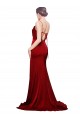 Stretch Satin Criss Cross Back Sweep Train Spaghetti Straps Sheath Black Tie Evening Gown / Prom Dress / Bridesmaid Dress Stockport