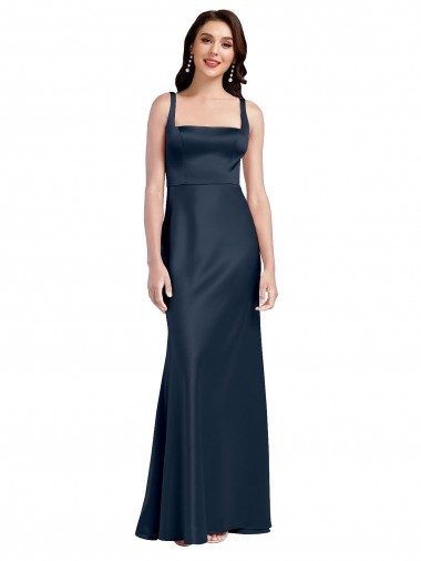 Stretch Satin Low Back Long Square Neck A-Line Formal Evening Gown / Prom Dress / Bridesmaid Dress Stockport