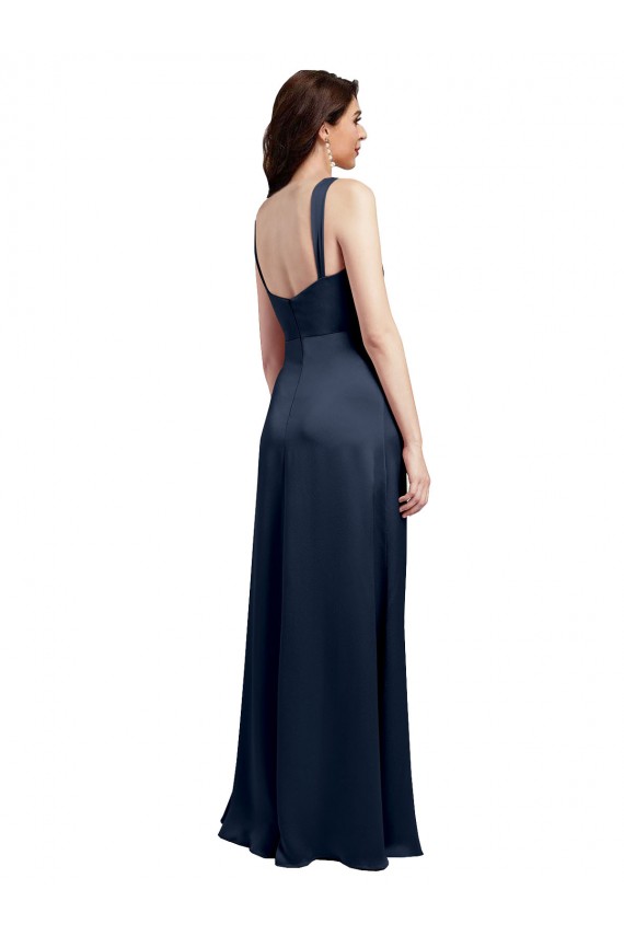 Stretch Satin Low Back Long Cowl Neck A-Line Formal Evening Gown / Prom Dress / Bridesmaid Dress Stockport