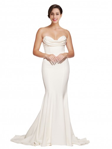 Stretch Satin Low Back Sweep Train Cowl Neck Mermaid Formal Evening Gown / Prom Dress / Bridesmaid Dress Stockport