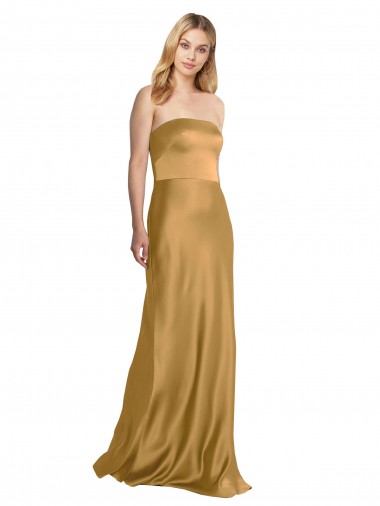 Stretch Satin Long Strapless A-Line Formal Evening Gown / Prom Dress / Bridesmaid Dress Stockport