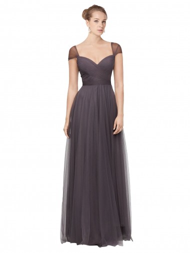 Tulle Long Sweetheart Pewter A-Line Bridesmaid Dress Stockport