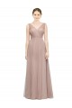 Tulle Long V-Neck Blush A-Line Bridesmaid Dress Stockport