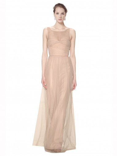 Tulle Long Illusion Neck Sheath Bridesmaid Dress Stockport