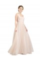 Tulle Open Back Long Scoop Neck A-Line Semi Formal Evening Dress / Bridesmaid Dress Stockport