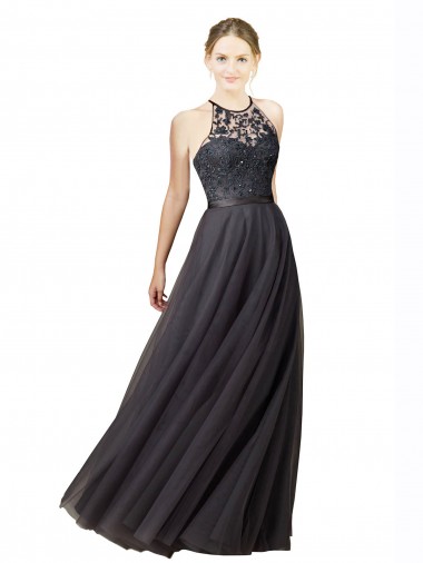 Tulle & Lace Criss Cross Back Long Sweetheart A-Line Bridesmaid Dress Stockport