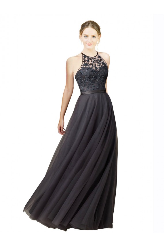 Tulle & Lace Criss Cross Back Long Sweetheart A-Line Bridesmaid Dress Stockport