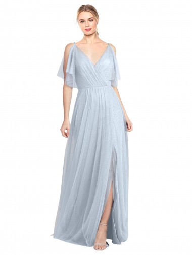 Tulle V-Back Long Spaghetti Straps A-Line Bridesmaid Dress / Evening Dress Stockport