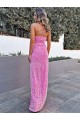 Velvet Sequin Long Halter Neck Sheath Prom Dress Stockport