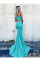 Velvet Sequin Sweep Train One Shoulder Mermaid Prom Dresses Stockport
