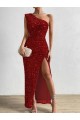 Velvet Sequin Long One Shoulder Sheath Prom Dress / Evening Dress Stockport