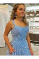 Velvet Sequin Court Train Scoop Neck A-Line Prom Dress / Evening Dress Stockport