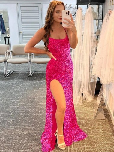 Velvet Sequin Sweep Train Spaghetti Straps Sheath Prom Dress / Evening Gown Stockport