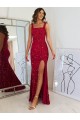 Velvet Sequin Long Square Neck Sheath Prom Dress Stockport