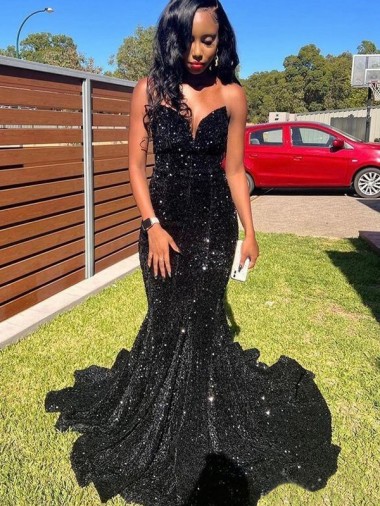 Velvet Sequin Long Sweetheart Mermaid Prom Dress Stockport