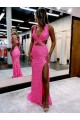 Velvet Sequin Long Sweep Train V-Neck Sheath Evening Dress Stockport