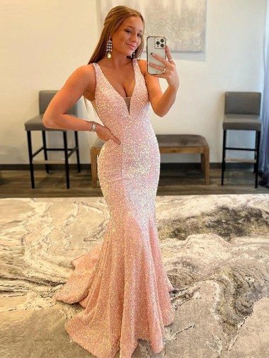 Velvet Sequin Sleeveless V-Neck Sheath Evening Dress Stockport