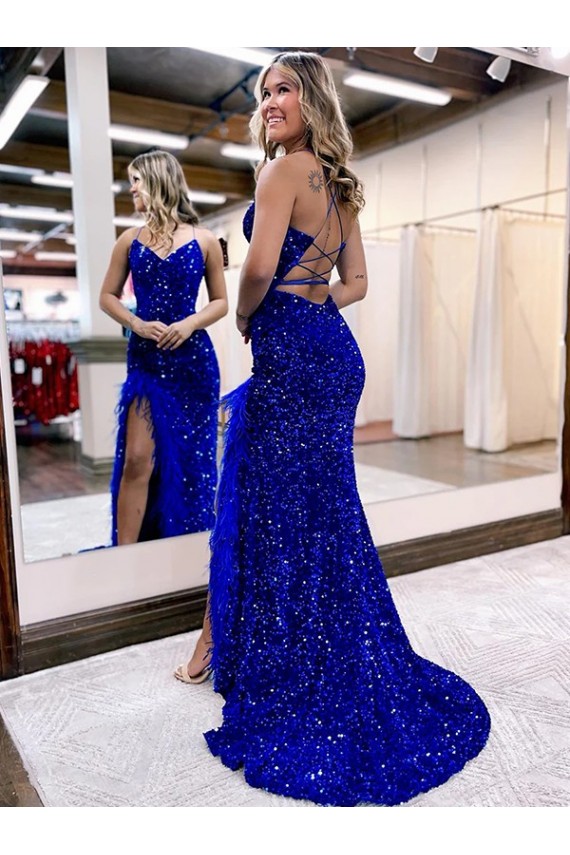 Velvet Sequin Sweep Train V-Neck Sheath Evening Dress Stockport