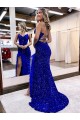 Velvet Sequin Sweep Train V-Neck Sheath Evening Dress Stockport