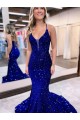 Velvet Sequin Court Train V-Neck Mermaid Prom Dress Stockport